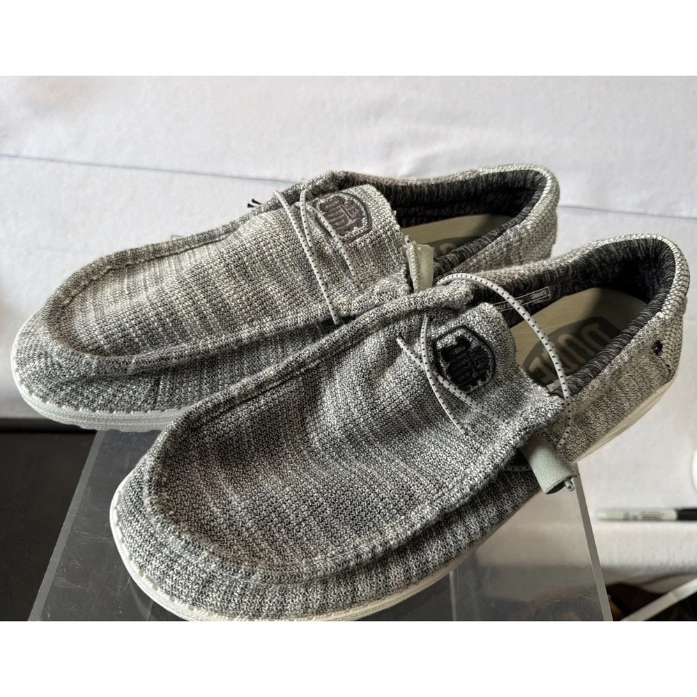 Hey Dude Wally Stretch Mix Shoes Men's 13 Granite Black Gray Boat Sneakers